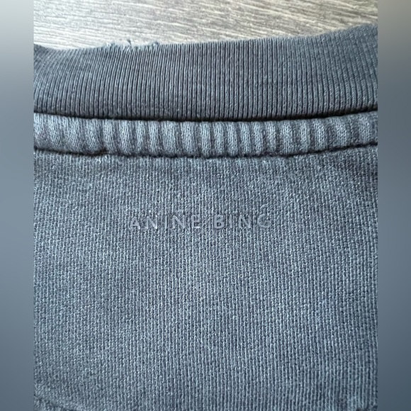 ANINE BING Revolve Distressed Designer Tyler Sweatshirt in Gray White Size XL - Picture 13 of 15